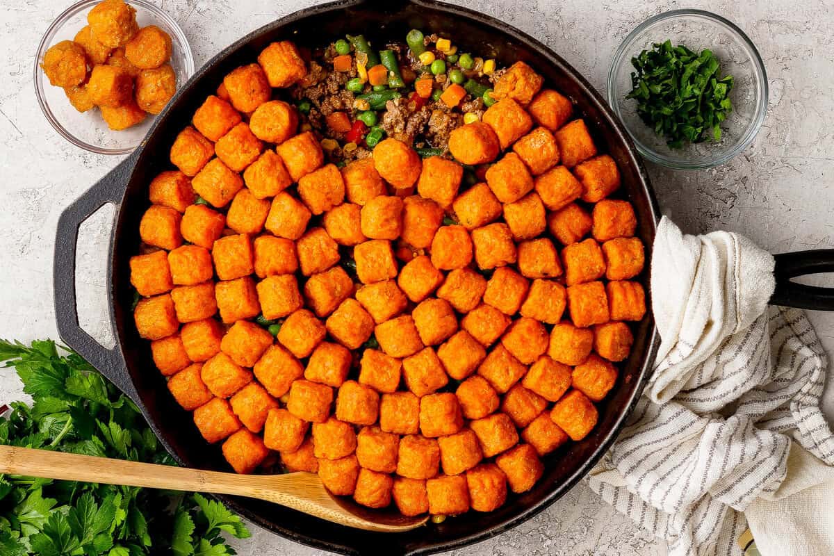 Effortless Sweet Potato Tater Tot Casserole: Your Cozy Weeknight Go-To